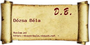 Dózsa Béla névjegykártya